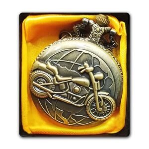 Vintage Motorbike Pocket Watch Keychain